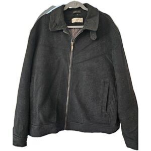 Geoffrey Beene Wool Jacket Mens XL Black Full Zip Pockets Lined Coat Nice Moto